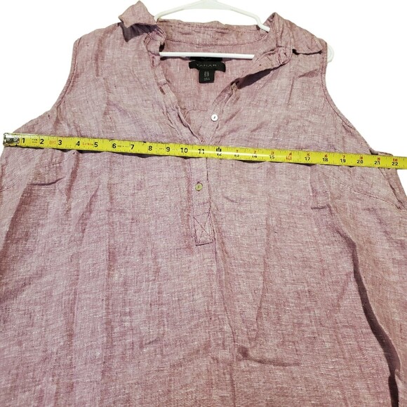 Tahari 100% Linen Sleeveless Henley Tank Large Purple Buttons Relaxed Size 1X - Picture 4 of 9